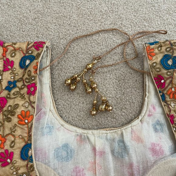 NEW] Indian Sari Saree Lehenga Blouse Gold XL - Picture 12 of 12